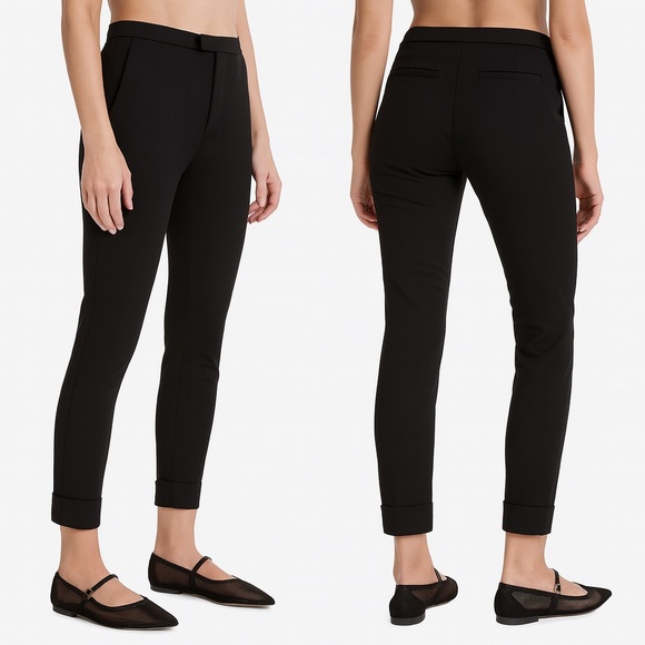 ATM Slim Cuffed Trouser Pants Women’s Size 0 Black Cropped Stretch Ponte - Picture 1 of 13